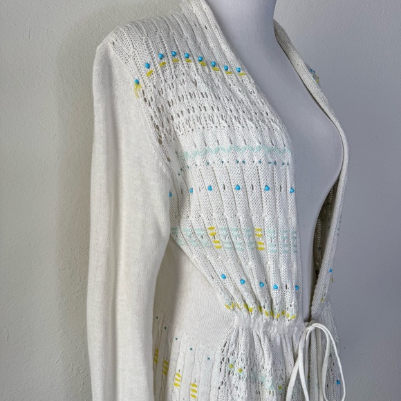 Anthropologie Moth Lazuli Dusted Cardigan Embroidered & Beaded - Picture 8 of 11
